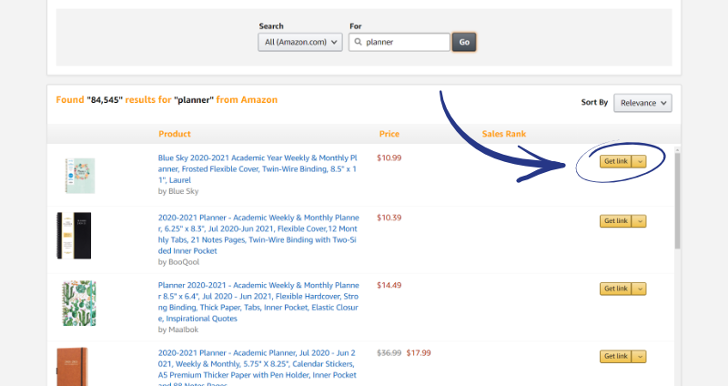 amazon associates get product link