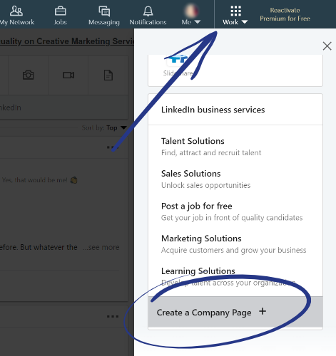 how to create a linkedin business page