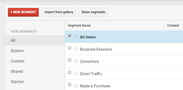 google analytics add new segment