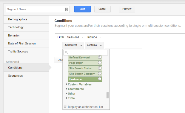 google analytics behavior hostname