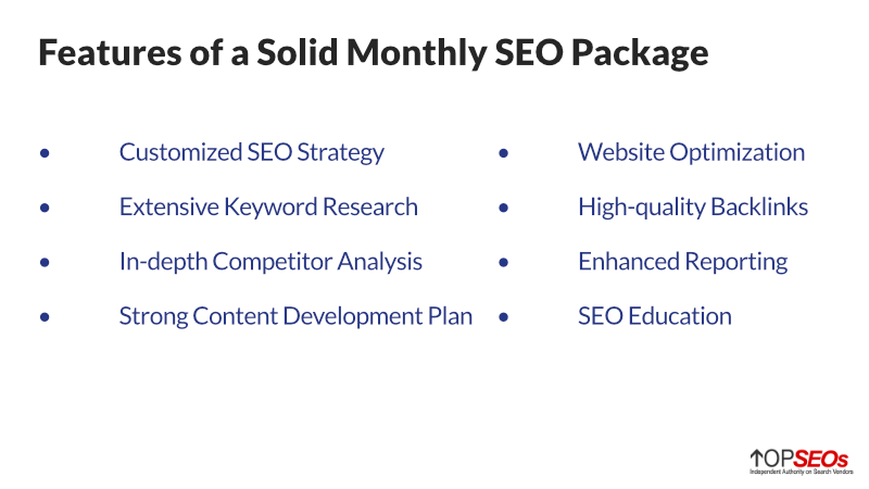 what to look for in a monthly seo package