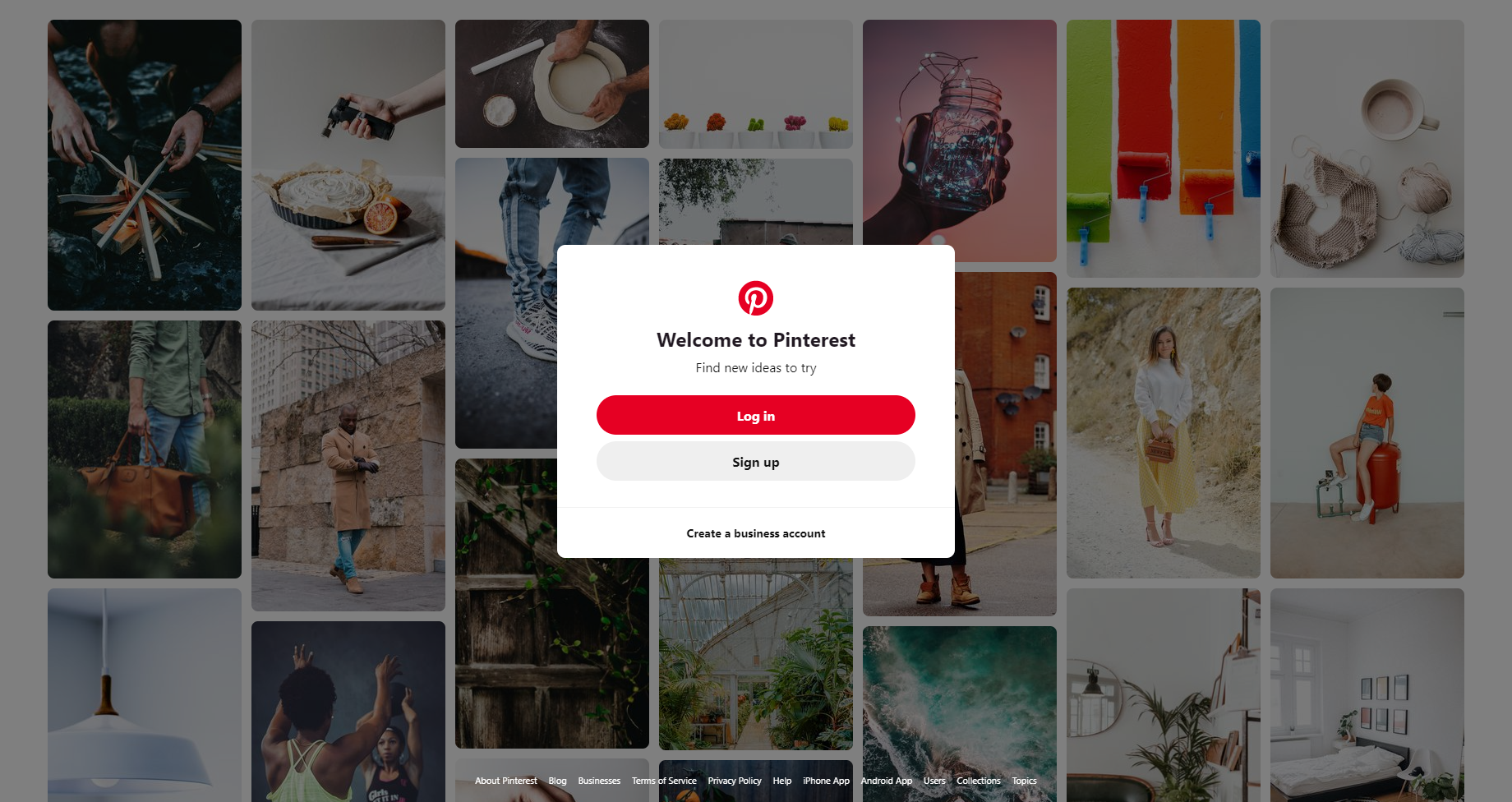 pinterest homepage