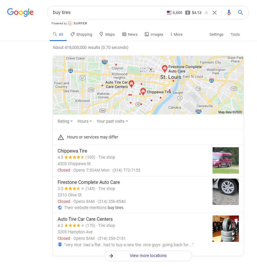 search intent local results