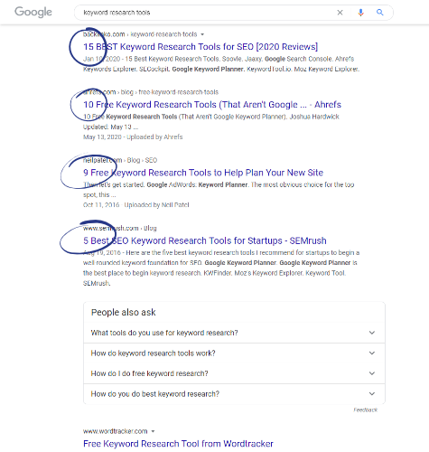 search results for target keyword