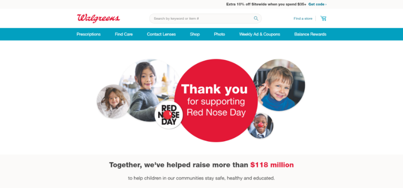 cause marketing example: walgreens red nose day